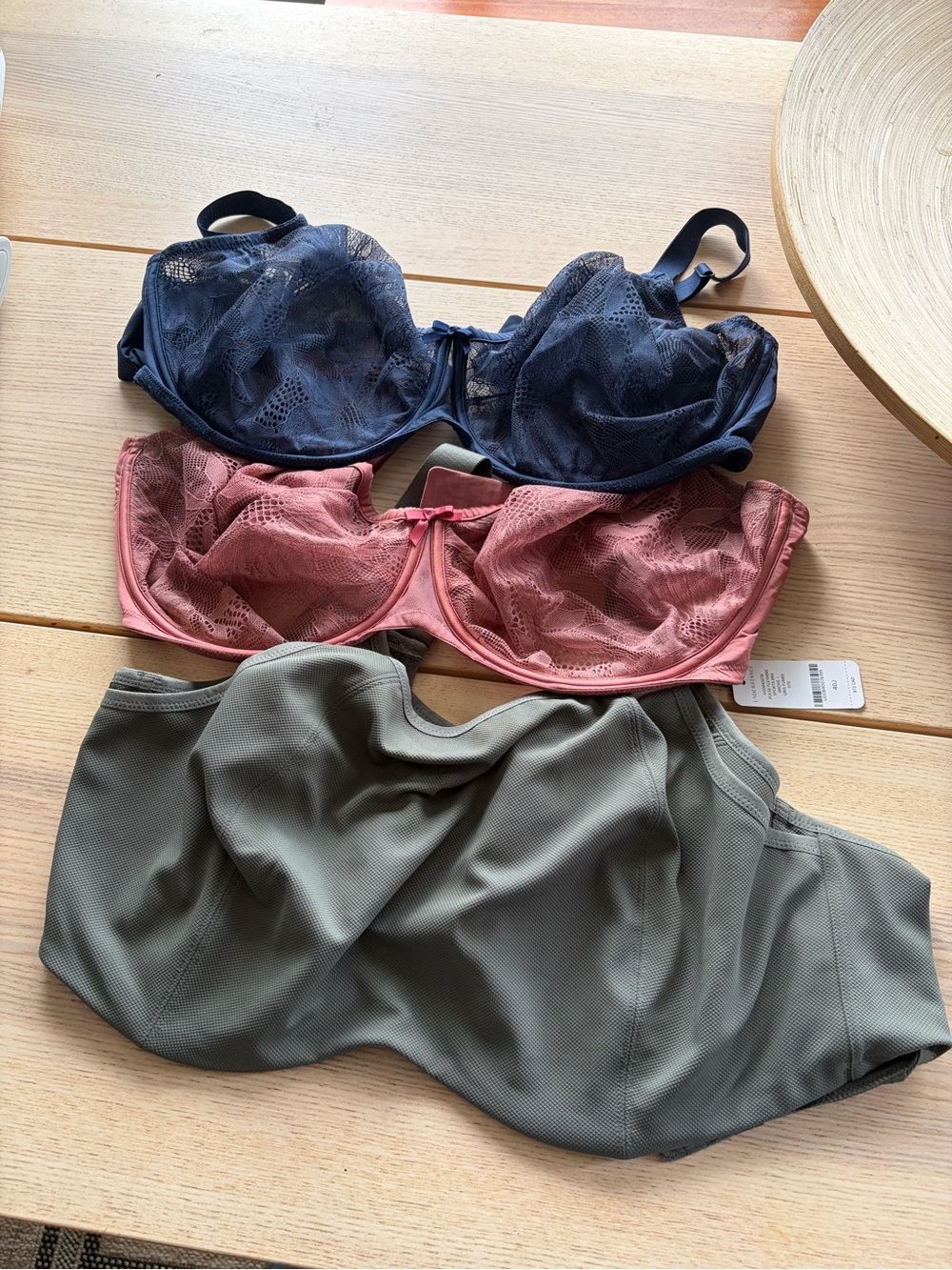 Undestance Lace Underwire Bra - Navy, Dusty Rose & Olive - (3-Pack)